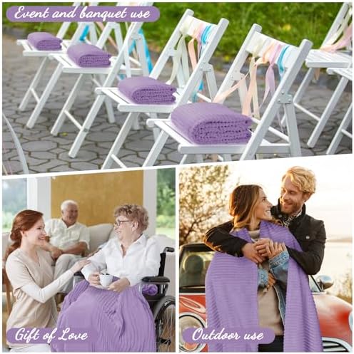Buryeah 6 Pcs Flannel Blankets Bulk,Fall Outdoor Wedding, Pale Purple - Image 5