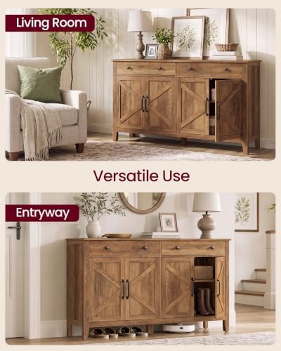 VASAGLE Farmhouse Buffet Cabinet, Coffee Bar with 2 Drawers - Image 6