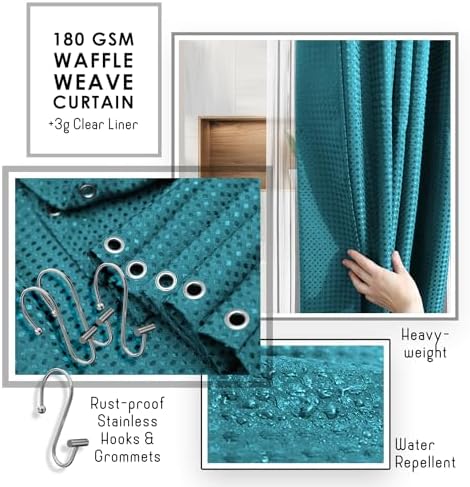 Clara Clark Teal Bathroom Set, Bathroom Sets with Shower Curtain and Rugs - Image 4