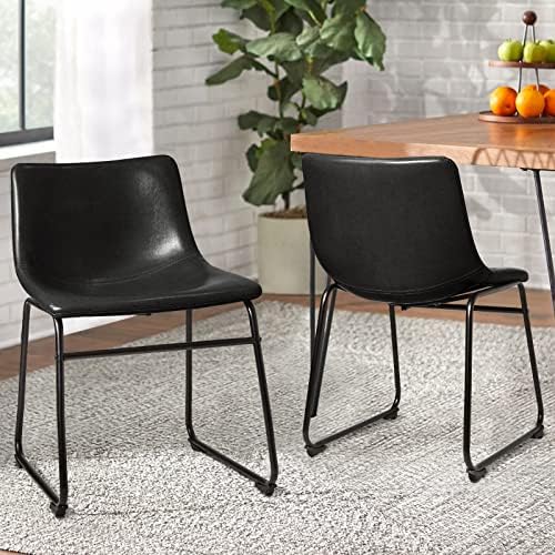 Waleaf Dining Chairs Set of 2, 18" Faux Leather Counter Height Bar Stools by Waleaf