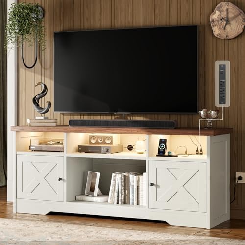 Casaottima TV Stand for 65 Inch TV, Entertainment Center, White by Casaottima