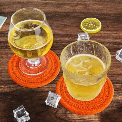 ABenkle 8 Pcs Drink Coasters with Holder, Cotton Woven Absorbent Coasters for Drinks, Minimalist Home Decor Coaster Set for Wooden Tabletop Protection Table, 4.3 inches - Image 6