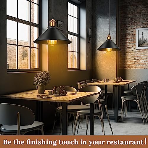 Retisee 6 Pcs Industrial Pendant Light, Vintage Metal E26 Base, Black - Image 5