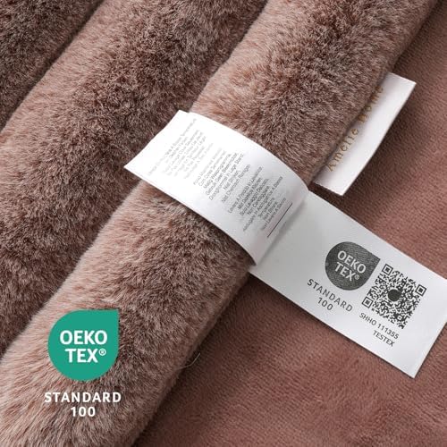 Amélie Home Soft Faux Fur Throw Blanket for Couch, Fox Pink Brown, 55"x70" - Image 2
