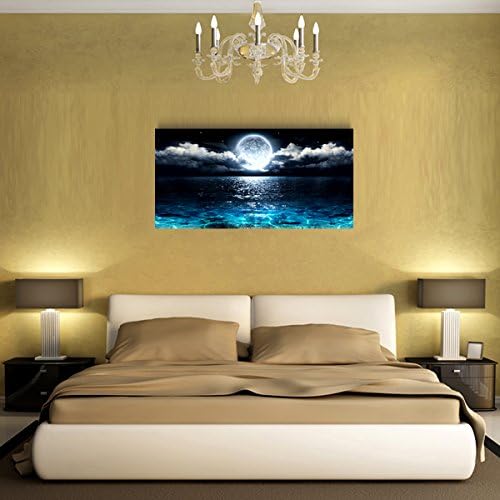 Wall Art Moon Sea Ocean Landscape Picture Canvas Wall Art Print Paintings Modern Artwork for Living Room Wall Decor and Home Décor Framed Ready to Hang,1inch Thick Frame, Waterproof Artwork. - Image 4
