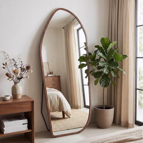 Suidia Full Length Mirror, Oversized Floor Mirror with Solid Wood Frame, Large Standing Mirror for Bedroom Living Room, Wood Art Style, Dark Walnut, 75" L x 32" W - Image 3