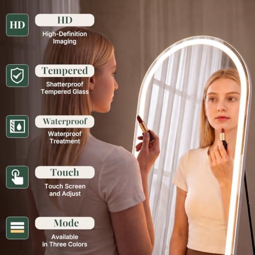 16"x60" Arched Full Length Mirror with Lights, Standing Mirror - Image 6