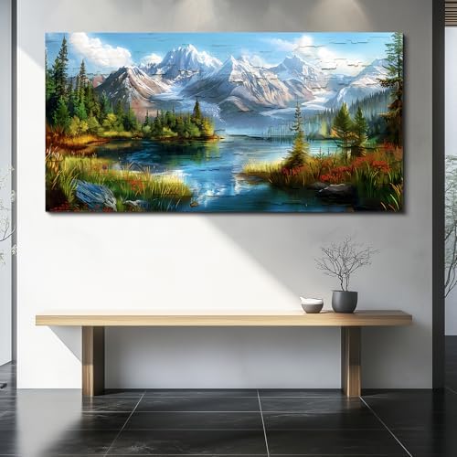 FUHAIHUA Canvas Wall Art For Living Room Wall Decor For Bedroom Modern Office Wall Decoration Mountains Rivers Landscape Painting Farmhouse Pictures Artwork Room Aesthetic Home Decor 20x40 In - Image 6