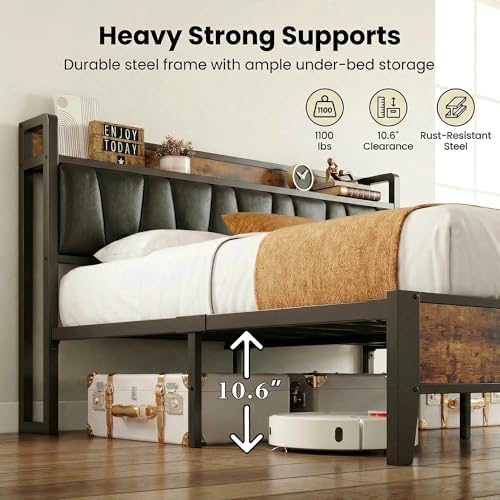 LIKIMIO California King Bed Frame with Storage Headboard & Charging Station - Image 6