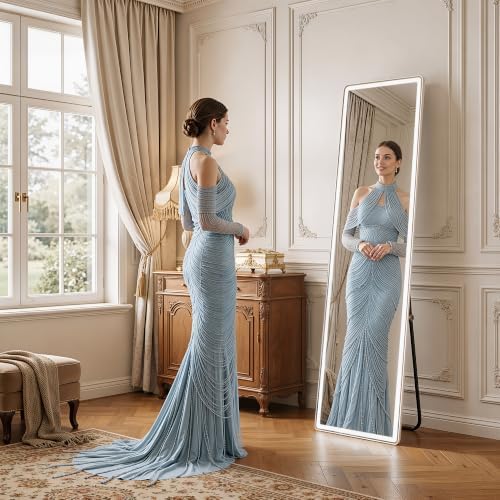 Full Length Mirror with LED Lights, 60"x16"Floor Mirror with Dimming & 3 Color Lighting, Free Standing Floor Mirrors, Lighted Full Body Mirrors for Bedroom, Dressing Room, Cloakroom - Image 2