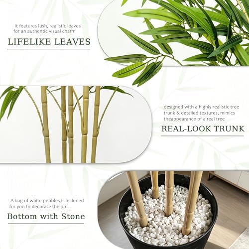 6FT Artificial Bamboo Tree,Fake Tree in Black Pot for Home Decor - Image 5