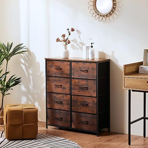 DUMOS Dresser for Bedroom with 8 Drawers, Clothes Drawer Fabric Closet Organizer, Cloth Dresser with Metal Frame and Wood Tabletop Chest Storage Tower for Kids Room, Nursery, Living Room, Entryway - Image 2