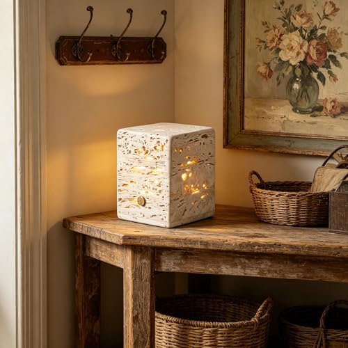 Marble Lamp Touch Light, Natural Travertine Stone Lamp, Rechargeable 3-Color Dimmable Bedside Night Light, Cordless Marble Table Lamp for Bedroom Living Room Bedside Decor (3x3x4in) - Image 6