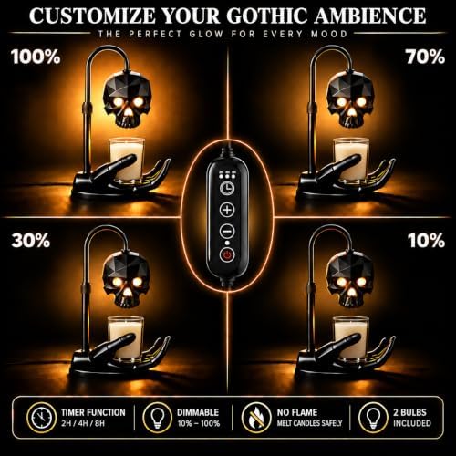 Gothic Skull Candle Warmer Lamp with Timer & Dimmer for Home Decor - Image 4