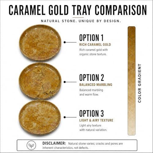 YKAJO Caramel Gold Round Marble Tray, 10" Deep Catchall Vanity Organizer - Image 4