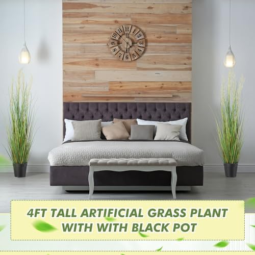 Jexine 8 Pcs 4 ft Tall Artificial Grass Plant Potted Artificial Greenery Floor Plants Faux Pampas Grass Tall in Pot for Housewarming Gift House Garden Bathroom Lobby Outdoor Decoration - Image 5