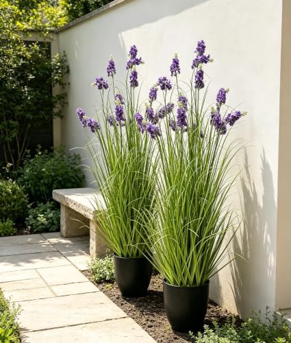 Artificial Hyacinth Plants, 3 Ft Tall, 2 Pack, Potted Faux Flowers, Purple - Image 4