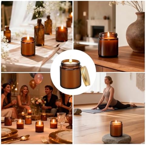 24 Pack 6 oz Eucalyptus Mint Scented Soy Candles, Bulk Glass Jar Aromatherapy Candles, Long Lasting Soy Wax Candles for Home, Wedding, Party & Stress Relief - Image 5