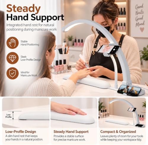 Half Moon Light for Nail Desk with Hand Rest, 2520LM, Memory Function - Image 2