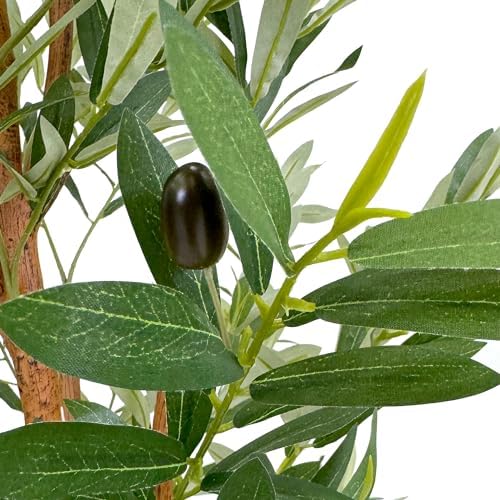 Artificial Tree in Modern Pattern Planter, Fake Olive Silk Tree for Indoor and Outdoor Home Decoration - 68" Overall Tall (Plant Pot Plus Tree) - Image 4