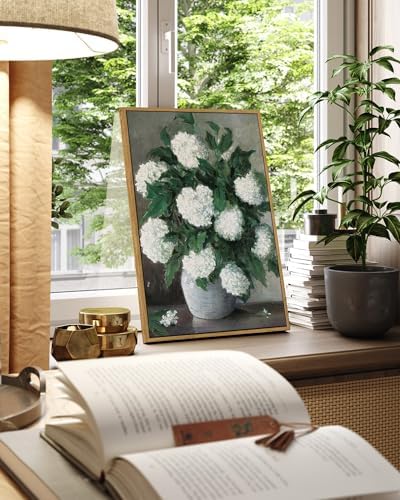 InSimSea Framed Wall Art Vintage Decor, White Hydrangea Prints, 16x24In - Image 3