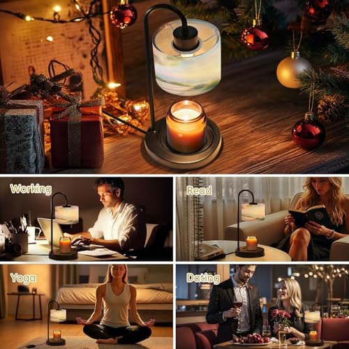 Candle Warmer Lamp with Timer Zen Stone Seascape Pink Blossoms Pathway Ocean View Green Foliage Dimmable Wax Warmer with 4 Bulbs for Jar Candles Women Birthday Gifts House Warming New Home Decor - Image 7