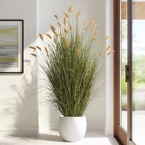 Lifelike Faux Plastic plantas Synthetic Pampas Grass Indoor Outdoor Realistic Floor Plants pet Friendly Artificial Grass for Home Office Wedding Patio Front Fake Grass Decor Housewarming Gift - Image 5