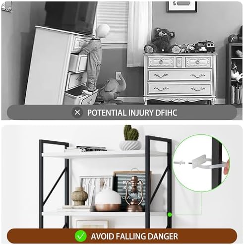 Shintenchi 2-Tier Bookshelf: Tall Industrial Bookcase for Living Room/Home/Office, Modern Book Holder with Storage Rack Shelves - White - Image 6