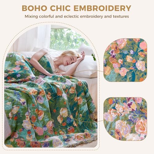 LUTBM Boho Throw Blanket for Couch Chair 50"x60", Cotton Cozy Bed Blankets - Image 3