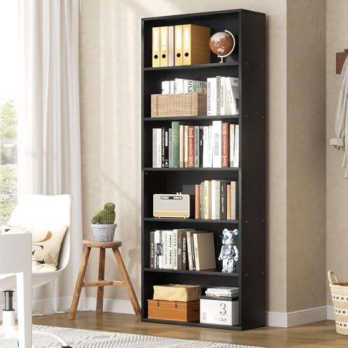6-Tier Bookshelf, Modern Open Bookcase,6 Shelf Display Storage Shelves Floor Standing, 71 inches Tall Shelves for Home Office, Black by Shintenchi%7CFurnitureMadeforRealLife
