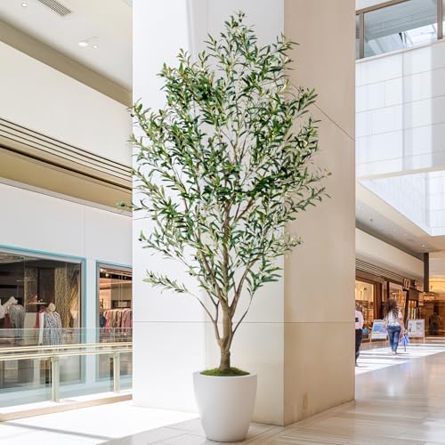 8FT Artificial Olive Tree with Realistic Leaves & Natural Trunk, Faux Silk Olive Plant in White Planter, Tall Fake Tree for Modern Home Office Living Room Entryway Corner Decor, Maintenance Free - Image 4