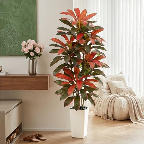 Artificial Red Dracaena Tree 6FT, Tall Fake Plants Indoor by FSOHOI