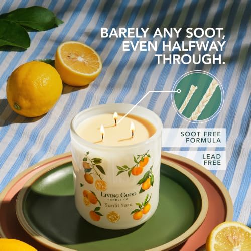 Sunlit Yuzu Beeswax Candle, Lemon & Grapefruit Essential Oils, 90+ Hr Burn - Image 3