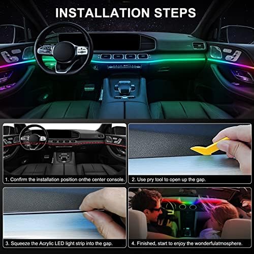 Acrylic Interior Car LED Strip Light with Wireless APP, RGB 10 in 1 with 175 inches 593 LEDs Fiber Optic Ambient Lighting Kits, 16 Million Colors Sound Active Function Car Neon Lights - Image 6
