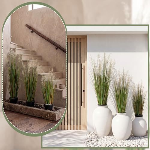 Jexine 3 Pcs 3/4/5 ft Tall Artificial Grass Plant Potted Artificial Greenery Floor Plants Faux Pampas Grass Tall in Pot for Housewarming Gift House Garden Bathroom Lobby Outdoor Decoration - Image 6