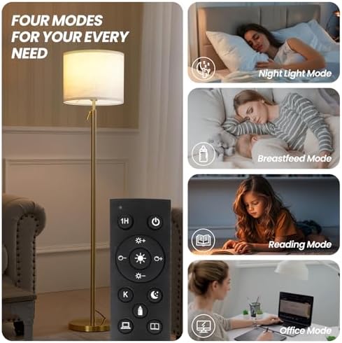 Floor Lamp Height Adjustable with Remote for Living Room and Bedroom Gold - Image 4