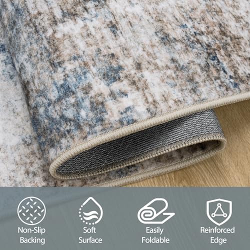 8x10 Area Rugs for Living Room Washable Bedroom Dining Room Brown Blue - Image 4