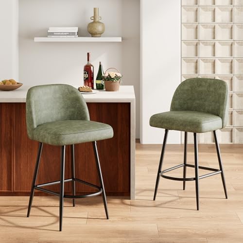 Garvee 26'' Bar Stools Set of 2, Counter Stools with Back & Thick Cushion - Image 6