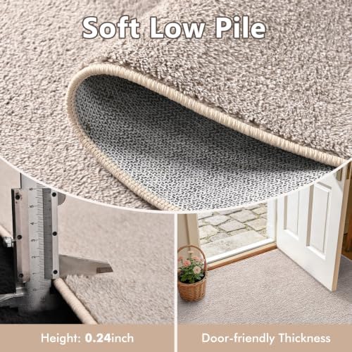 3x5 Oatmeal/White Area Rug Washable Non-Slip Soft Thin for Bedroom Kitchen - Image 5