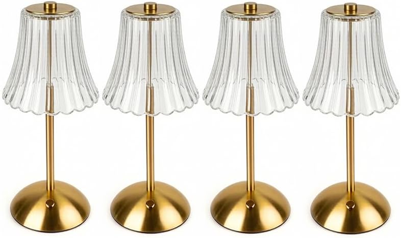 4pack Crystal Cordless Rechargeable LED Table Lamp,3 Colors, Dimmable,2200mAh, Touch Control, Portable Night Light for Bedroom, Restaurant,Christmas Decorations. by GTQPS