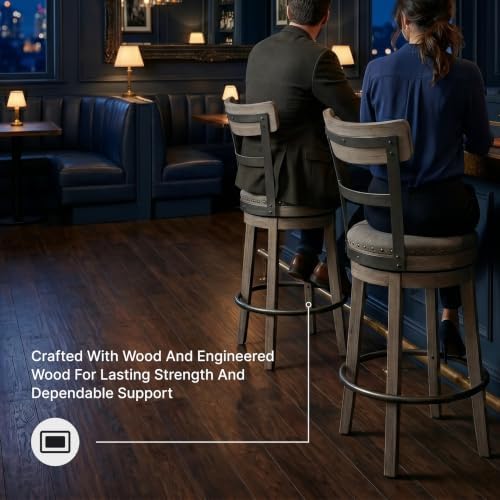 Signature Design by Ashley 1-Piece Swivel Counter Height Bar Stool, Gray - Image 6