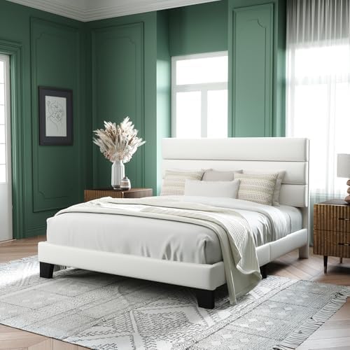 Allewie Queen Size Platform Bed Frame with Velvet Upholstered Headboard - Image 3