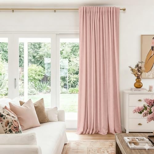 Blush Pink Total Blackout Sliding Door Curtains 96 Inches Long - Image 5