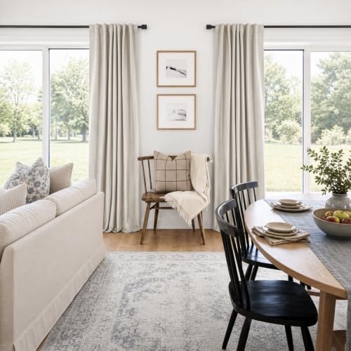 Linen Textured Total Blackout Curtains for Bedroom 96 Inches Long, Beige - Image 6