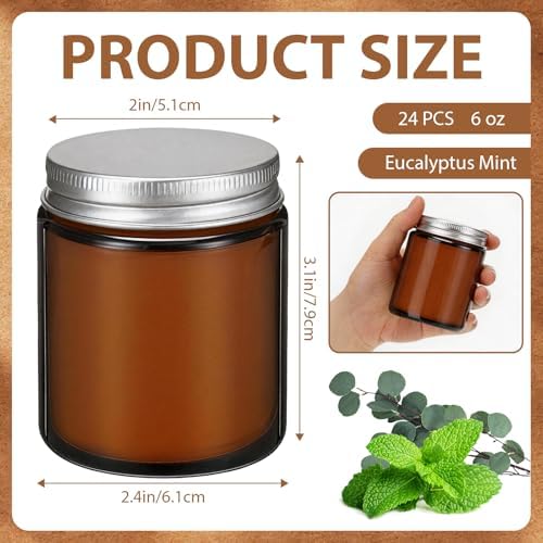 24 PCS 6oz Bulk Mini Scented Soy Candles Gift Set, Eucalyptus Mint Aromatherapy Mason Jar Candles, Long-Lasting Relaxing Candle Favors, Ideal for Home Decor & Holiday Wedding Bulk Gifts - Image 2