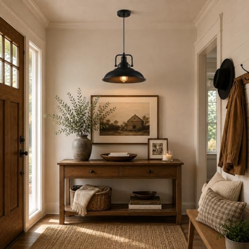 Black Pendant Light 12.5 inches 3 Packs, Farmhouse Pendant Light, Industrial Pendant Lighting, Kitchen Pendant Lights, Pendant Lights Kitchen Island for Dinning Room Entryway Barn - Image 5