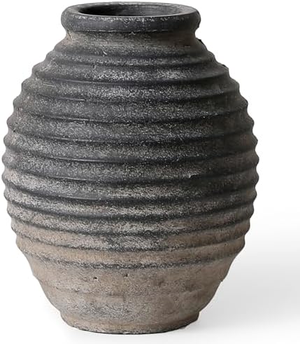 Kokrose Black Ceramic Vase,10 Inch Rustic Pottery Vase for Home Decor by Kokrose
