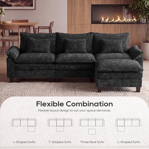 URRED Oversized Modular Sectional Sofa，Black：122" L Shaped - Image 4