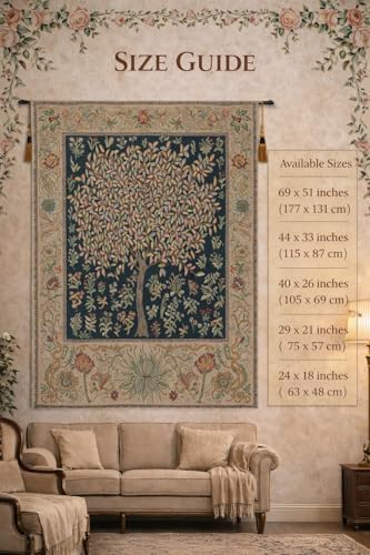William Morris Pastel Tree of Life Tapestry Wall Hanging 29 x 21 in - Image 2