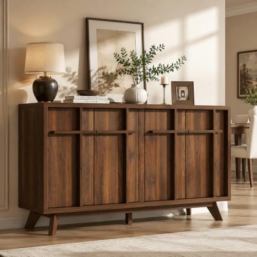 knoworld 59" Sideboard Buffet Cabinet with Storage, Modern Credenza, Brown by KNOWORLD